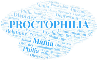 Proctophilia word cloud. Type of Philia.