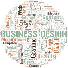 Obraz premium Business Design word cloud. Wordcloud made with text only.