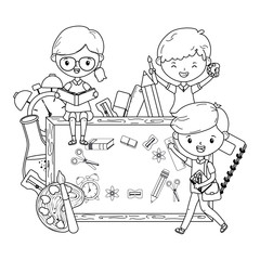 Boys and girl kid of school design