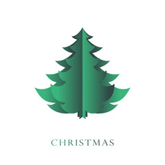 Christmas card with a Christmas tree. Paper fir-tree, vector
