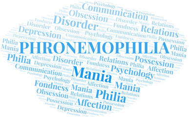 Phronemophilia word cloud. Type of Philia.