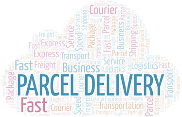 Obraz premium Parcel Delivery word cloud. Wordcloud made with text only.
