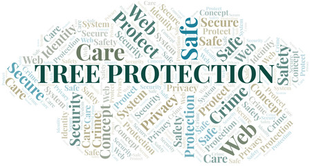 Tree Protection word cloud. Wordcloud made with text only.