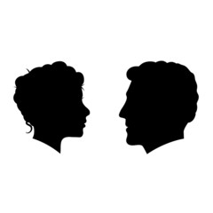 Man and woman silhouette face to face – vector