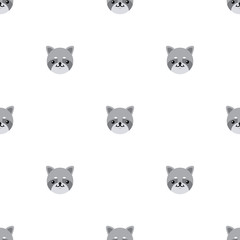 Seamless pattern with cute raccoon. Vector illustration for design, web, wrapping paper, fabric, wallpaper.