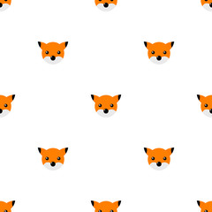 Seamless pattern with cute fox. Vector illustration for design, web, wrapping paper, fabric, wallpaper.