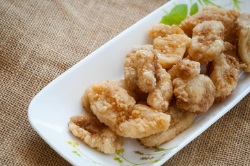 Malaysian style battered and deep fried dory fish cubes.