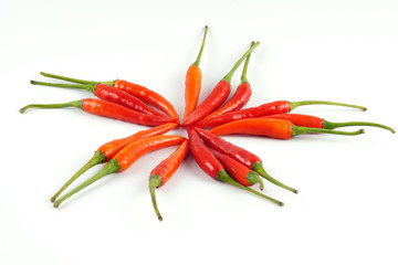 red chili peppers isolated on white background