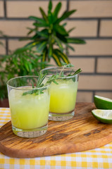 Fresh Cocktail With Rosemary And Melting Ice