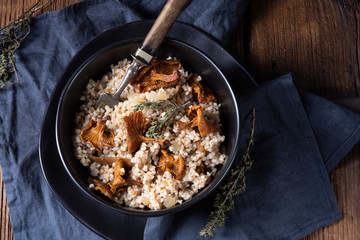 Kaszotto- polish risotto from barley groats with mushrooms