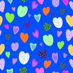 Vector love seamless pattern with cute hearts. For packaging or covers on the phone.