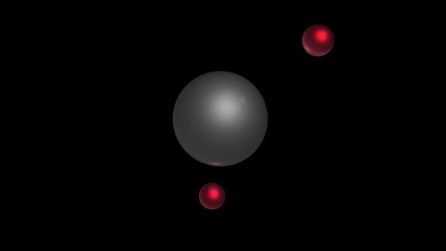 Nucleus and rotating electrones on black background.