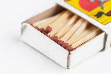 The matches are isolated on a white background.Copy space