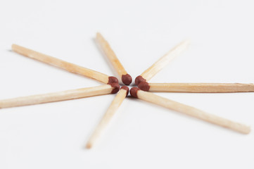 The matches are isolated on a white background.Copy space