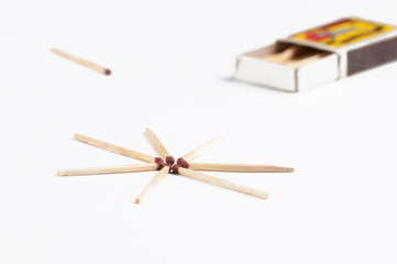 The matches are isolated on a white background.Copy space