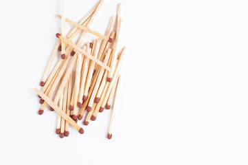 The matches are isolated on a white background.Copy space