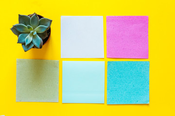 Colored notes paper. Post reminder papers.Sticky note paper reminder. Empty place for text. Set of...