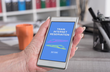 Train internet reservation concept on a smartphone
