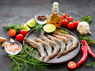Fresh raw prawns