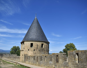 Outer wall of La Cit&eacute; de Carcassonne, in France