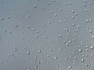 Drops of rain on glass