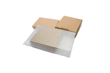 Bubbles covering the box by bubble wrap for protection product cracked  or insurance During transit...