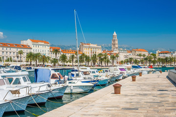 Boats and yachts in marina of Split, Croatia, largest city of the region of Dalmatia and popular...