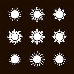 Vector sun icon set isolated