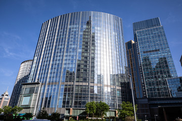 Low angle shot of modern glass building