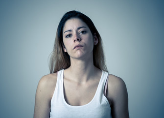 Human expressions and emotions. Desperate young attractive woman with angry face looking furious