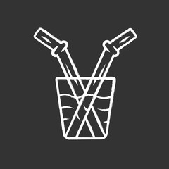 Glass drinking straw chalk icon