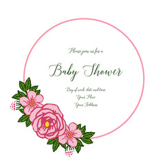 Vector illustration template baby shower with various abstract of pink rose flower frame