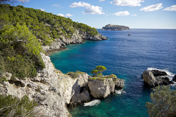 View from island named San Domino on San Nicola Islands. Italy.