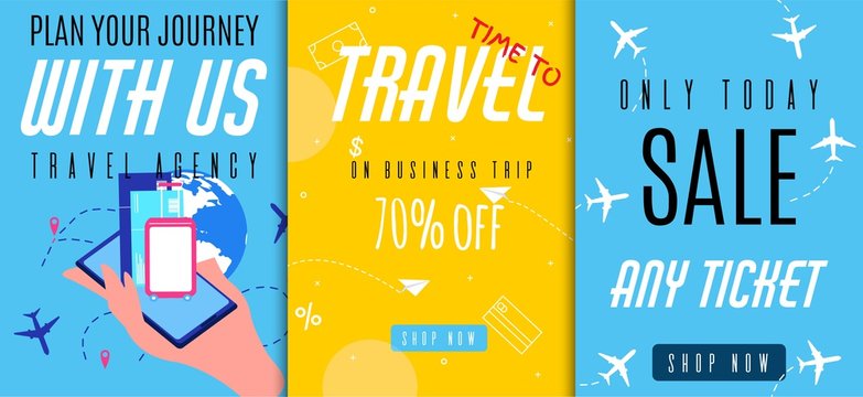 Flyers Set Offers Business Trip and Journey Sales