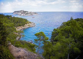 View from island named San Domino on San Nicola Islands. Italy.