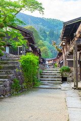 中山道妻籠宿の風景、長野県木曽郡南木曽町にて
