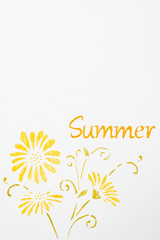 Arrière plan dessin floral fait main et calligraphie Summer