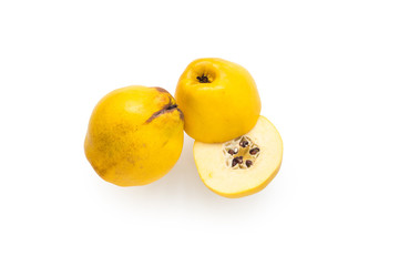 Fresh quince isolated over white, clipping path