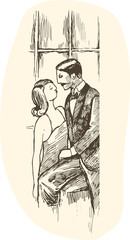 Love couple relationship passion tattoo tenderness man and woman