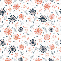 Autumn Flower Leaf Seamless Pattern background