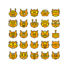 yellow robot head avatar icons 