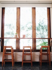 table and chairs in a restaurant