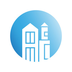 blue city building in circle shape