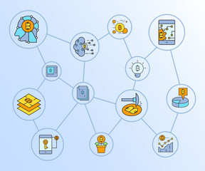cryptocurrency and blockchain technology concept network