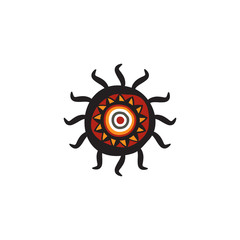 Aboriginal art dots painting icon logo design vector template