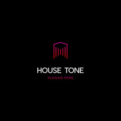 home logo that formed tone symbol, Home Music logo with Tone and Window design inspiration.