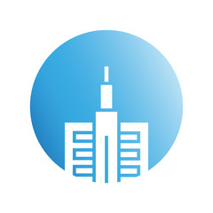 blue city building in circle shape