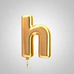 Shiny metallic orange balloon letter H lowercase isolated on white background