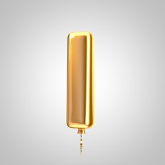 Shiny metallic orange balloon letter L lowercase isolated on white background