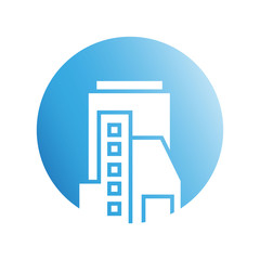 blue city building in circle shape